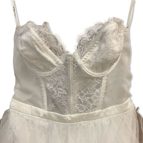 FOR LOVE & LEMONS X REVOLVE Mini Bustier Dress White lace tulle halter S - Picture 4 of 12